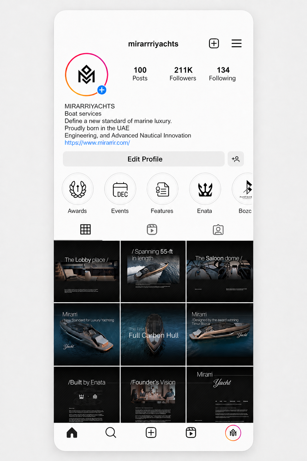 Mirarri Instagram feed mockup